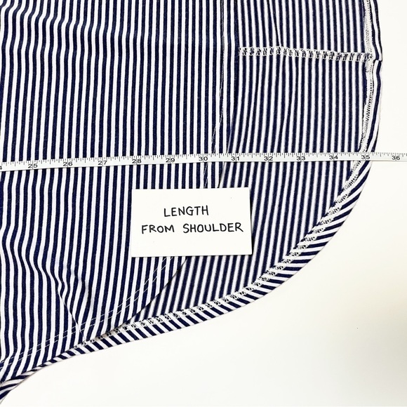 Anthropologie Floreat blue striped tunic top XS stretch jersey knit high low - Picture 9 of 10